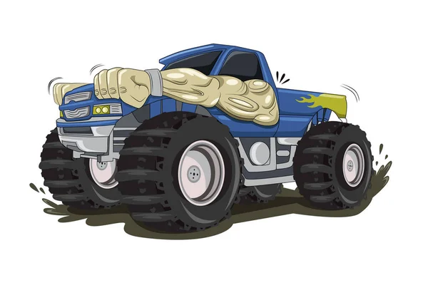 Grote Monster Vrachtwagen Vector Illustratie — Stockvector