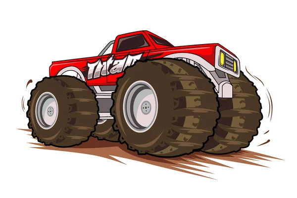 Monstruo Rojo Camión Vector Ilustración — Vector de stock
