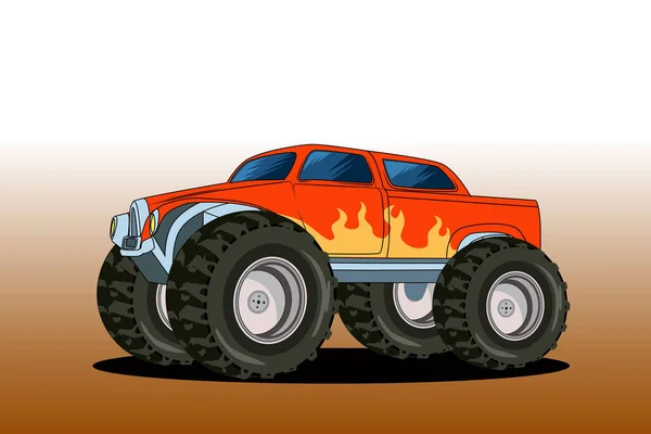 Gran Monstruo Camión Fuera Carretera Vector Ilustración — Archivo Imágenes Vectoriales