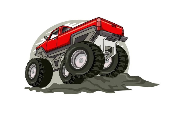 Große Rote Monster Truck Vektor Illustration — Stockvektor
