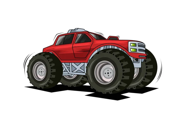 Red Monstru Camion Vector Ilustrare — Vector de stoc