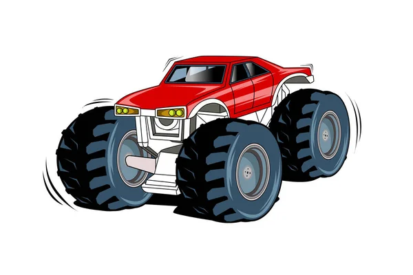 Gran Monstruo Rojo Camión Vector Ilustración — Vector de stock