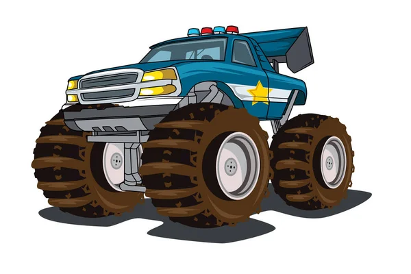 Policía Gran Camión Vector Ilustración — Archivo Imágenes Vectoriales