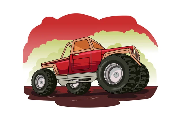 Red Monster Truck Vektor Illustration — Stockvektor