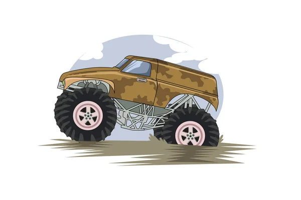 Mostro Grande Camion Fango Vettoriale Illustrazione — Vettoriale Stock