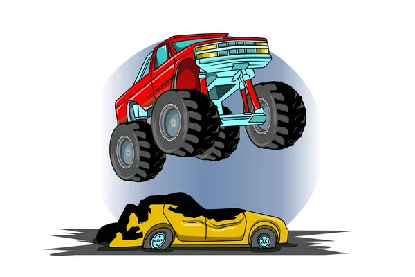 Rode Monster Truck Auto Vector Illustratie — Stockvector