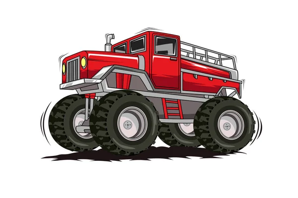 Duży Czerwony Samochód Ciężarowy Wektor Ilustracji — Wektor stockowy