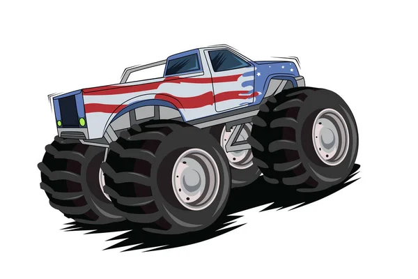 American Monster Truck Vector Illustration — Stock Vector