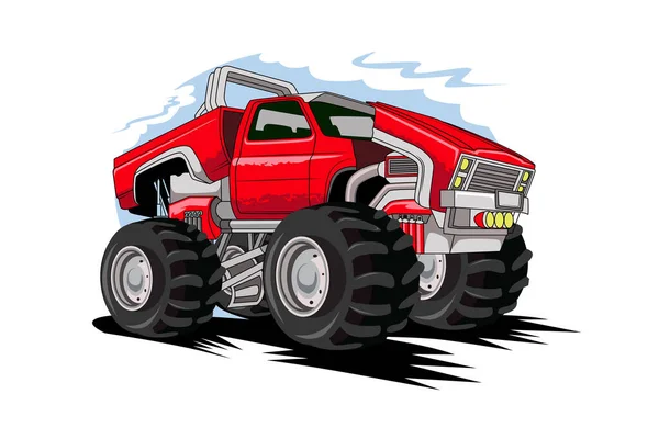 Monstruo Rojo Camión Vector Ilustración — Archivo Imágenes Vectoriales