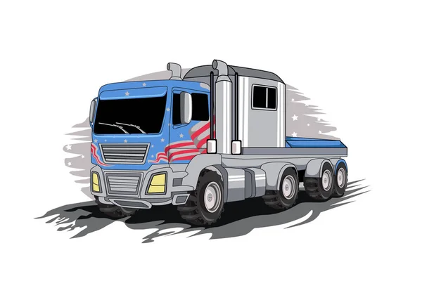 Ilustração Americana Vetor Caminhão Grande — Vetor de Stock