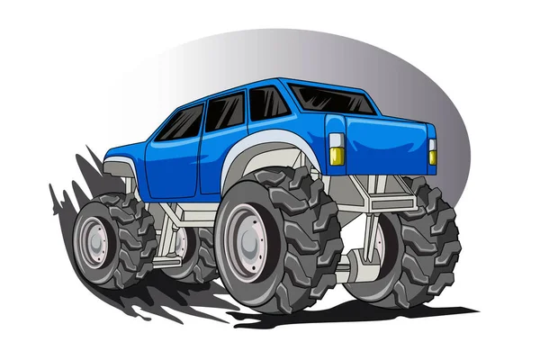 Niebieski Potwór Ciężarówka Wektor Ilustracja — Wektor stockowy