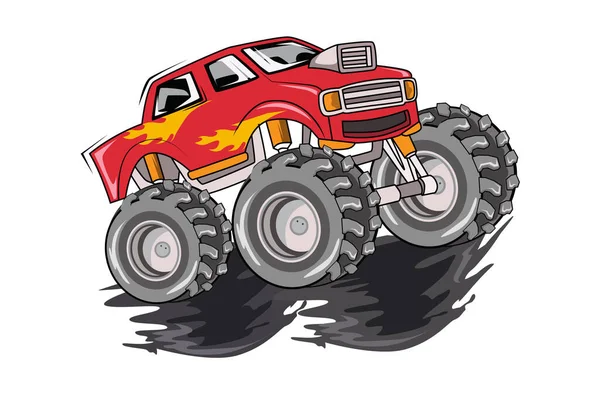 Monstruo Rojo Camión Vector Ilustración — Vector de stock