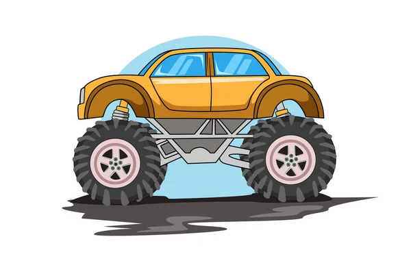 Monster Truck Fuera Carretera Vector Ilustración — Vector de stock