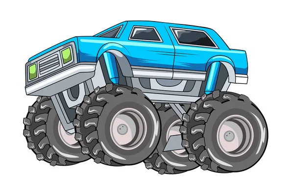 Monster truck auto colorido brilhante dos desenhos animados com rodas  grandes carro pesado com pneus grandes e janelas coloridas pretas rally  isolado 4x4 computador ou jogo para celular