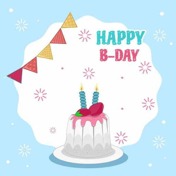 Bolo Aniversário Feliz Com Bolo Torta Balão Dar Decoração Aniversário —  Vetores de Stock