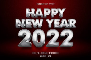 Yeni yılın kutlu olsun. Metalik metin efekti 2022