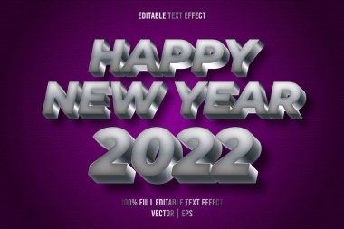 Yeni yılın kutlu olsun. Metalik metin efekti 2022