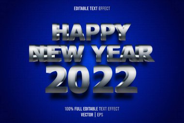 Yeni yılın kutlu olsun. Metalik metin efekti 2022