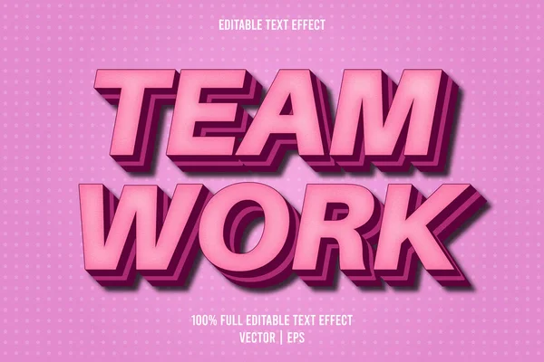 Teamarbeit Editierbarer Text Effekt Cartoon Stil — Stockvektor