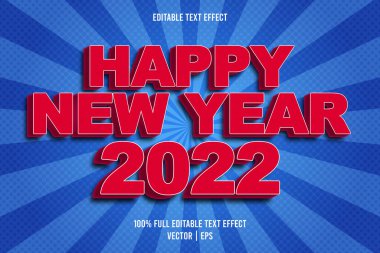 Mutlu yıllar 2022 Düzenlenebilir metin efekti komik tarzı