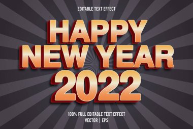 Mutlu yıllar 2022 Düzenlenebilir metin efekti komik tarzı