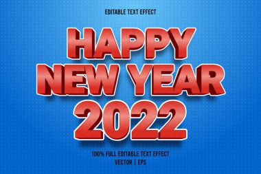 Mutlu yıllar 2022 Düzenlenebilir metin efekti komik tarzı