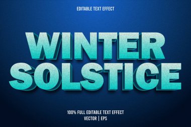 Kış gündönümü düzenlenebilir metin efekti kabartmalı çizgi film biçimi