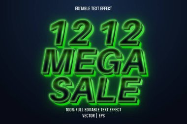12 mega satış düzenlenebilir metin efekti neon tarzı
