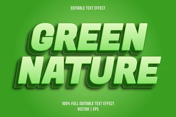 Grüne Natur Editierbaren Text Effekt Geprägt Cartoon Stil — Stockvektor