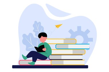 Dünya Kitap Günü Düz Tasarım İllüstrasyonu