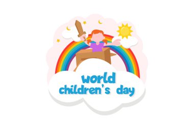 Çocuk Günü Düz Tasarım Çizimi