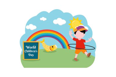 Çocuk Günü Düz Tasarım Çizimi