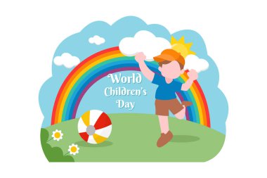 Çocuk Günü Düz Tasarım Çizimi