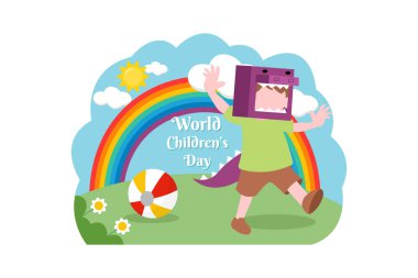 Çocuk Günü Düz Tasarım Çizimi