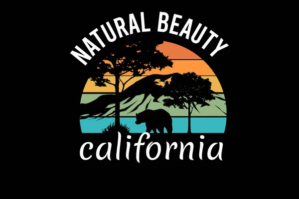Natural Beauty California Retro Vintage Landscape Design — Stock Vector