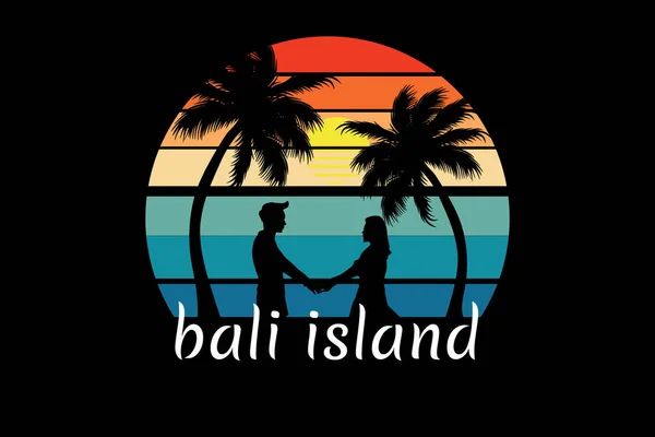 Μπαλί Νησί Ρετρό Vintage Σχεδιασμό Τοπίου — Διανυσματικό Αρχείο