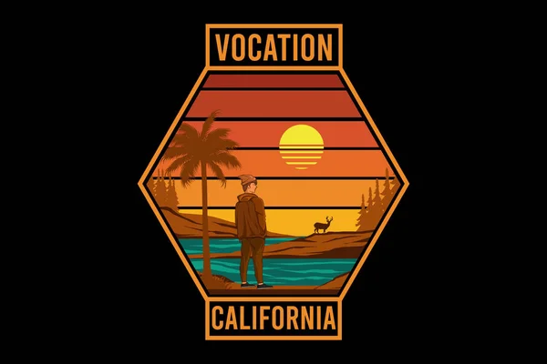 Vocation California Ρετρό Σχεδιασμό Τοπίου — Διανυσματικό Αρχείο