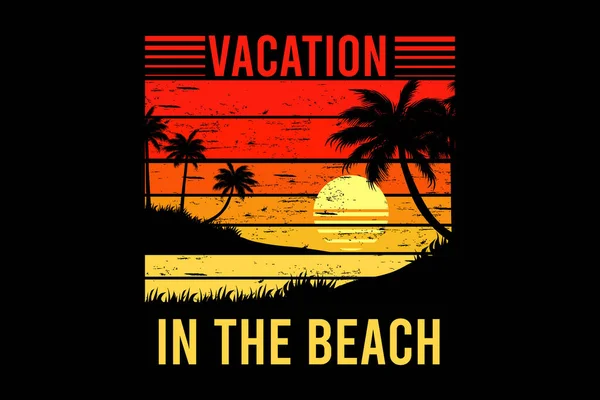 Vacaciones Playa Retro Vintage Paisaje — Archivo Imágenes Vectoriales