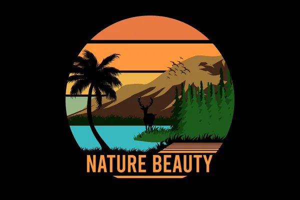 Nature Beauty Retro Vintage Landscape — Stock Vector