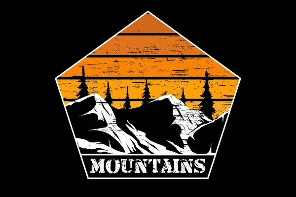 Montañas Retro Vintage Paisaje — Vector de stock