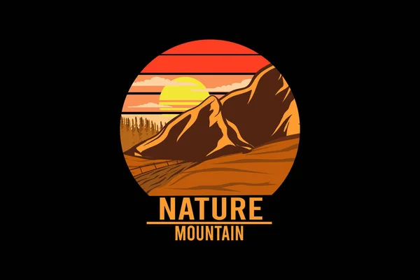 Natureza Montanha Retro Vintage Paisagem — Vetor de Stock