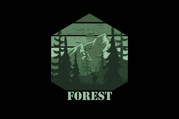 Δάσος Ρετρό Τοπίο Εποχής — Διανυσματικό Αρχείο