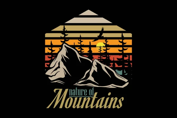 Natureza Montanha Retro Paisagem Vintage — Vetor de Stock