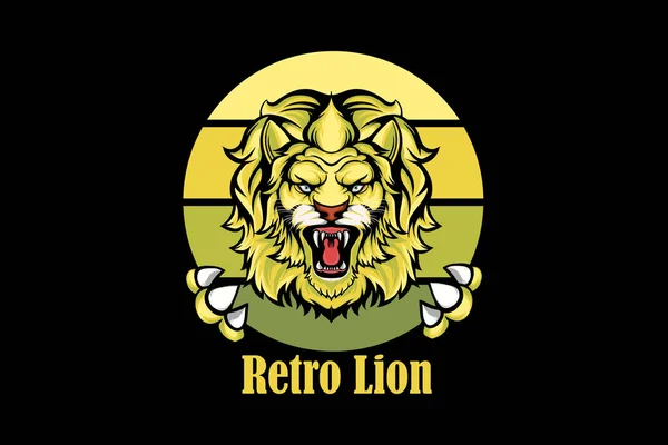 Rétro Lion Rétro Vintage Design Paysager — Image vectorielle