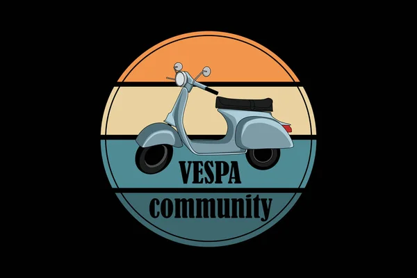 Comunidade Vespa Retro Design Paisagem Vintage — Vetor de Stock