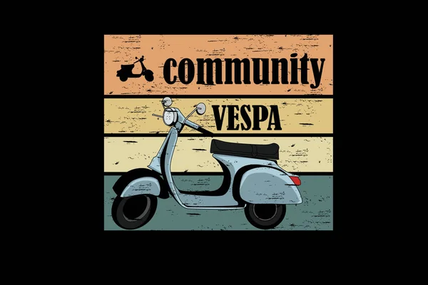 Comunidade Vespa Retro Design Paisagem Vintage — Vetor de Stock