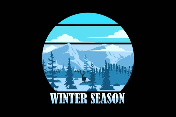 Winter Saison Retro Vintage Landschaft Design — Stockvektor