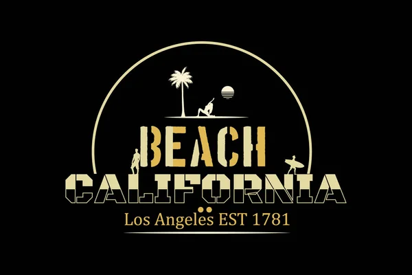 Beach California Retro Vintage Landscape Design — 스톡 벡터