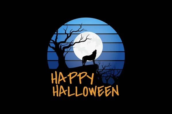 Joyeux Halloween Rétro Vintage Design Paysager — Image vectorielle