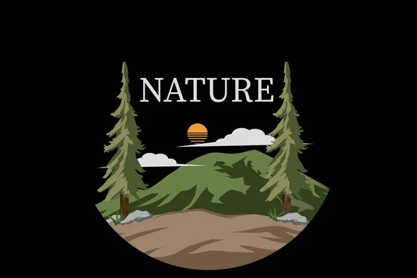 Nature Rétro Vintage Paysage Design — Image vectorielle